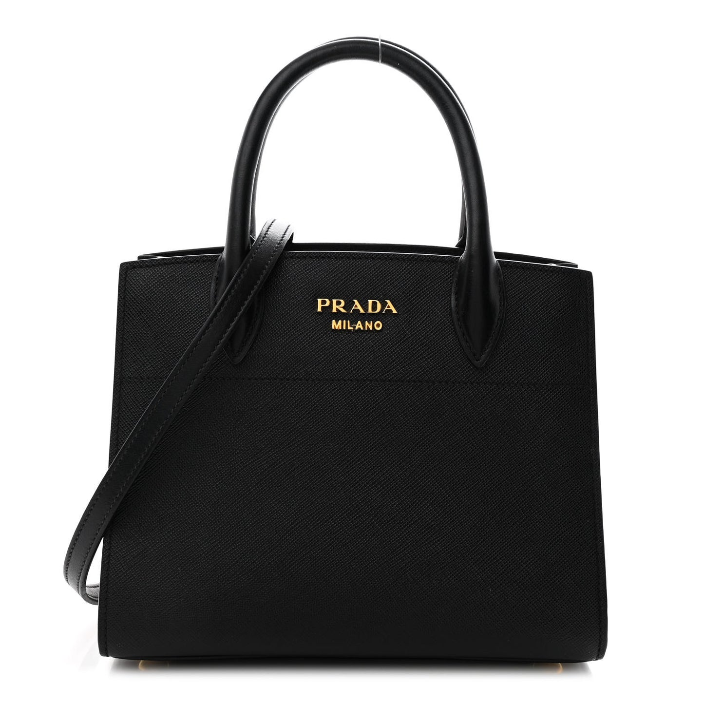 Saffiano City Calfskin Mini Bibliothèque Top Handle Black White
