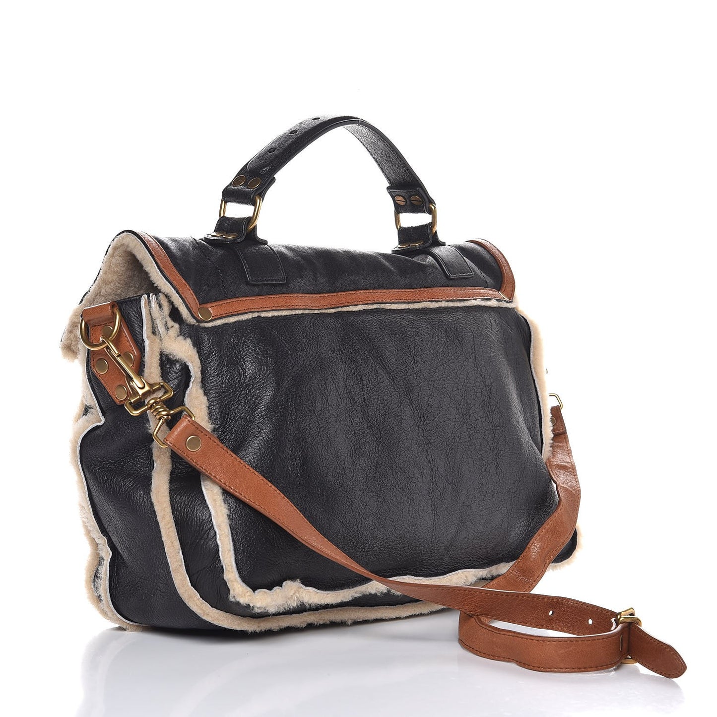 Lambskin Shearling Medium PS1 Satchel Black