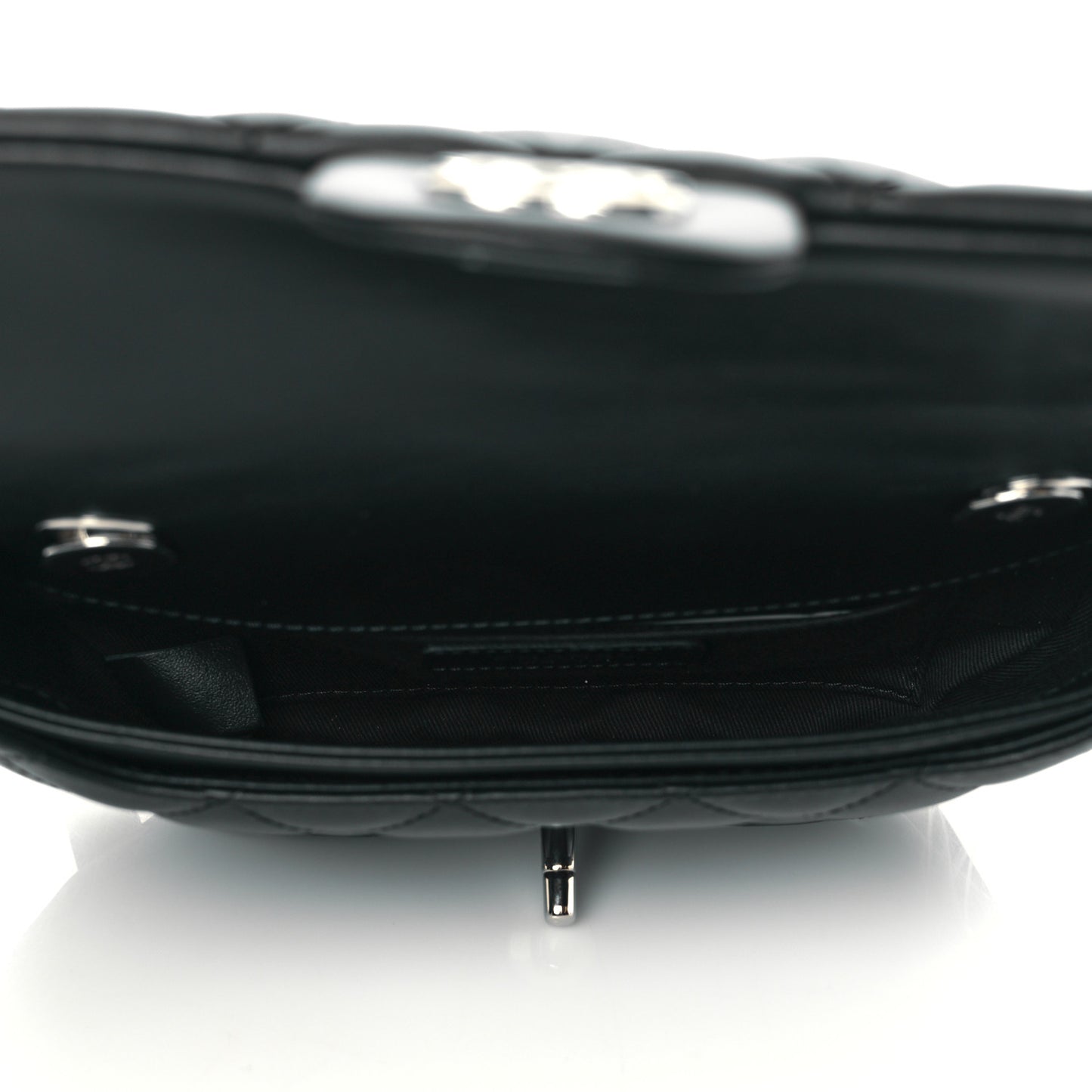 Calfskin Quilted CC Uniform Flap Belt Bag Black