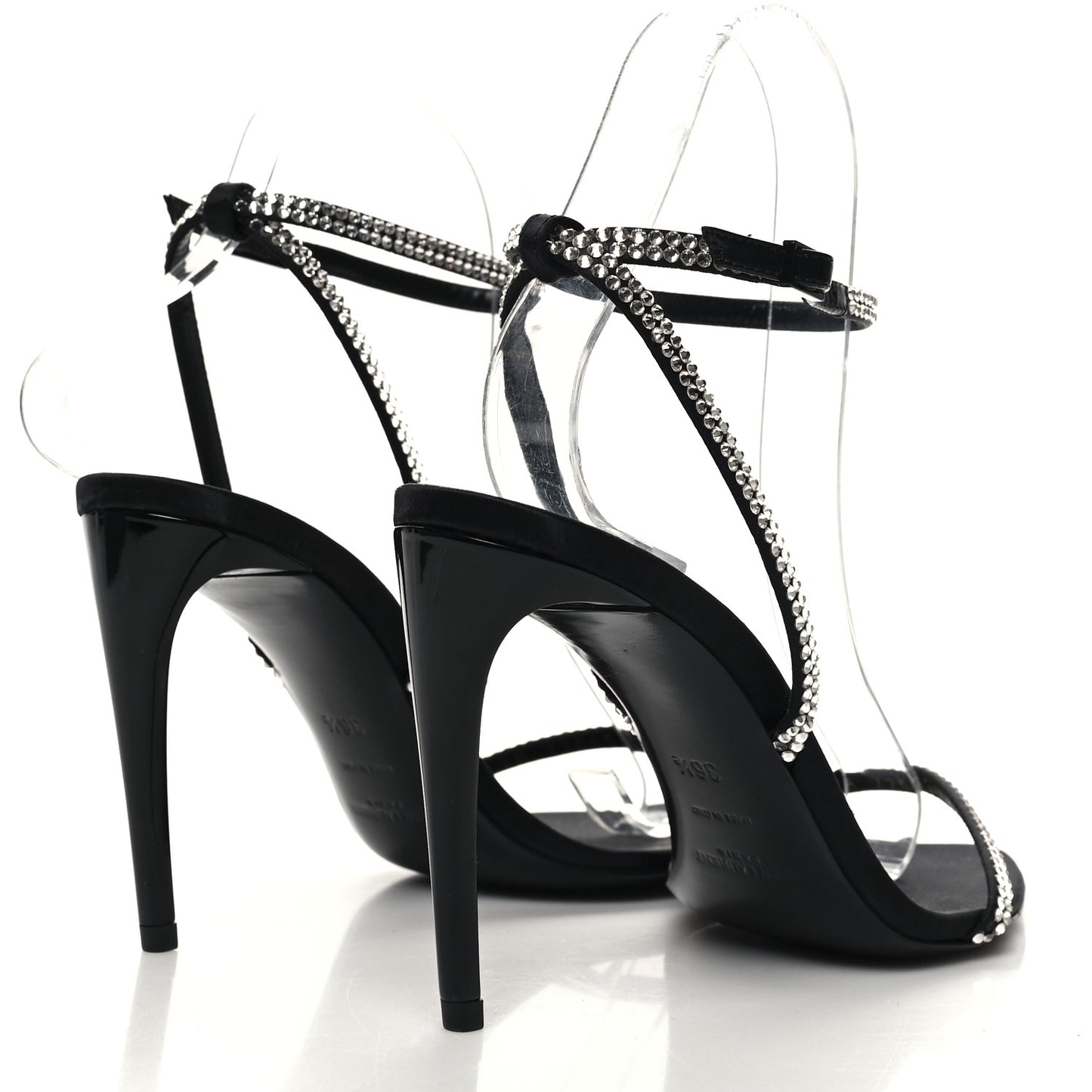 Satin Crystal Georgia 90 Sandals 36.5 Black