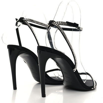 Saint Laurent Satin Crystal Georgia 90 Sandals 36.5 Black 4 of 7