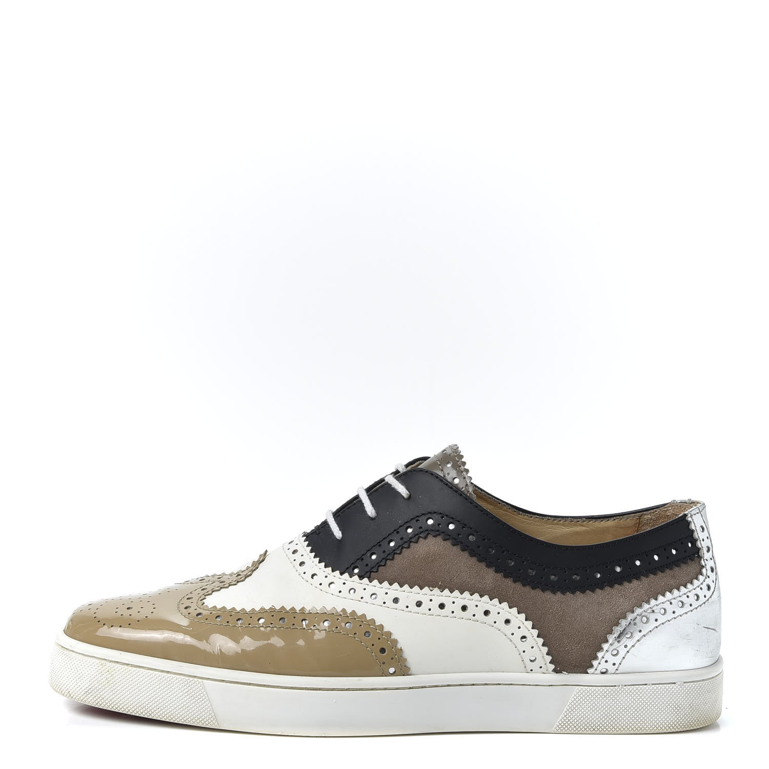 Christian Louboutin Patent Gomme Suede Mens Golfito Flat Sneakers 44.5 Version Mastic 1 of 11