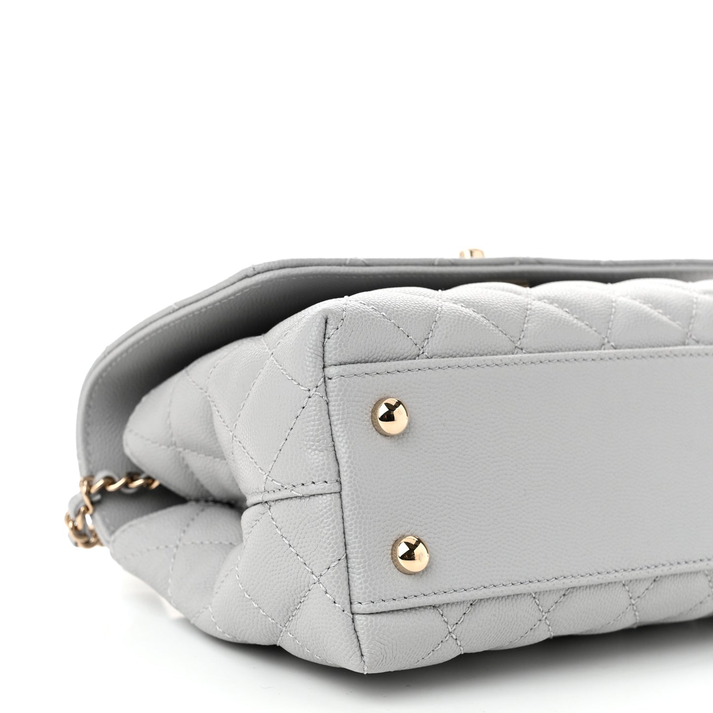 Caviar Quilted Mini Coco Handle Flap Grey