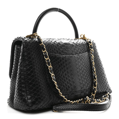 Chanel Snakeskin Small Coco Handle Flap Black 3 of 12