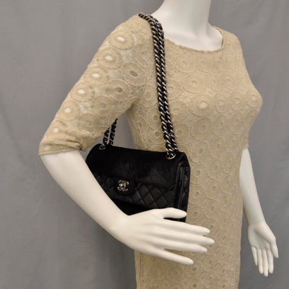 Chanel Aged Calfskin Miss Pony Fur Medium Flap Black 2 of 10