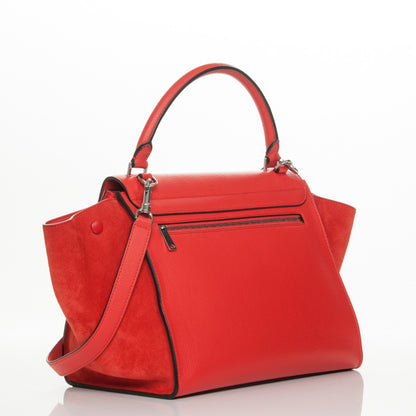 Celine Drummed Calfskin Suede Medium Trapeze Vermillion 4 of 8