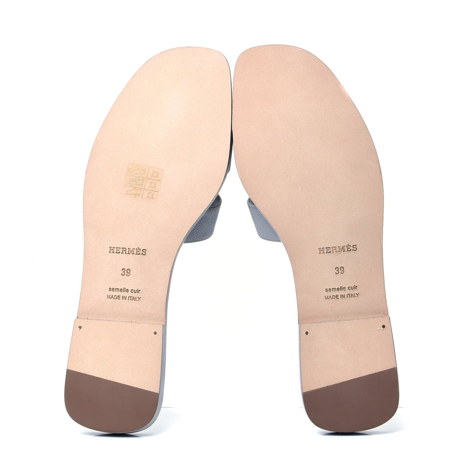 Hermes Epsom Oran Sandals 39 Bleu Glacier 7 of 10