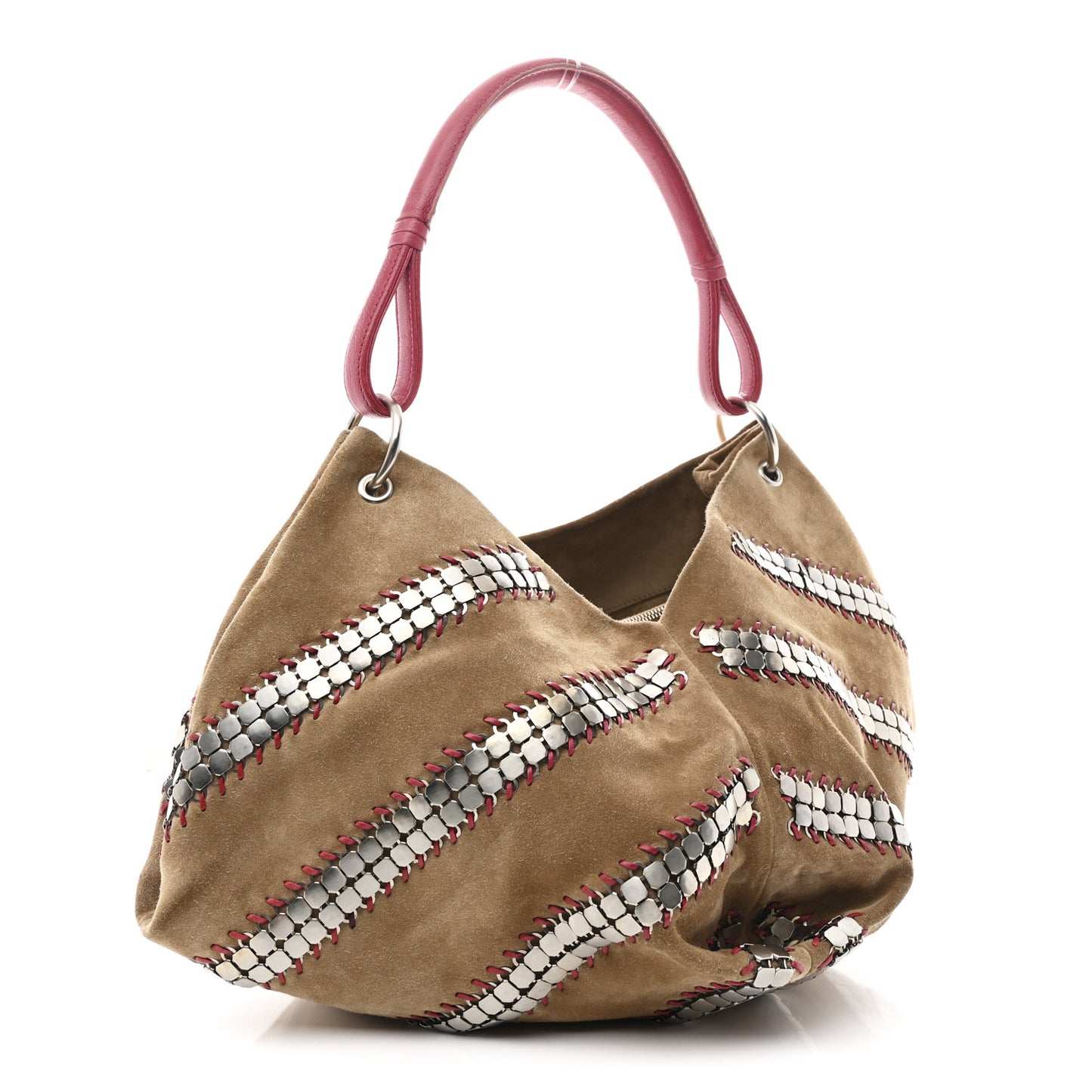 Nappa Velour Embellished Chrysler Aquilone Fortune Cookie Hobo Beige Pink