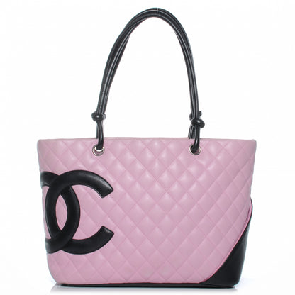 Chanel Calfskin Quilted Large Cambon Tote Pink Black 1 of 7