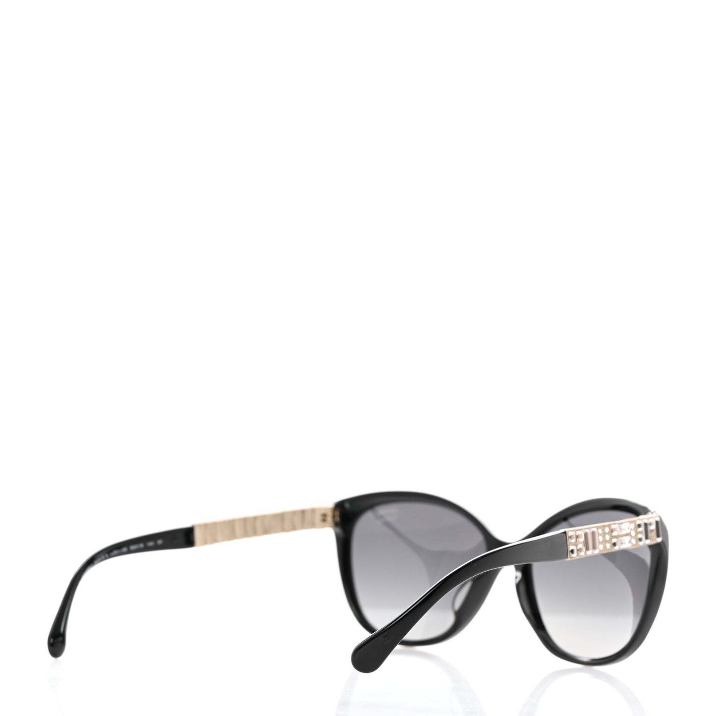 Crystal Baguette Polarized Cat Eye Sunglasses 5309-B-A Black