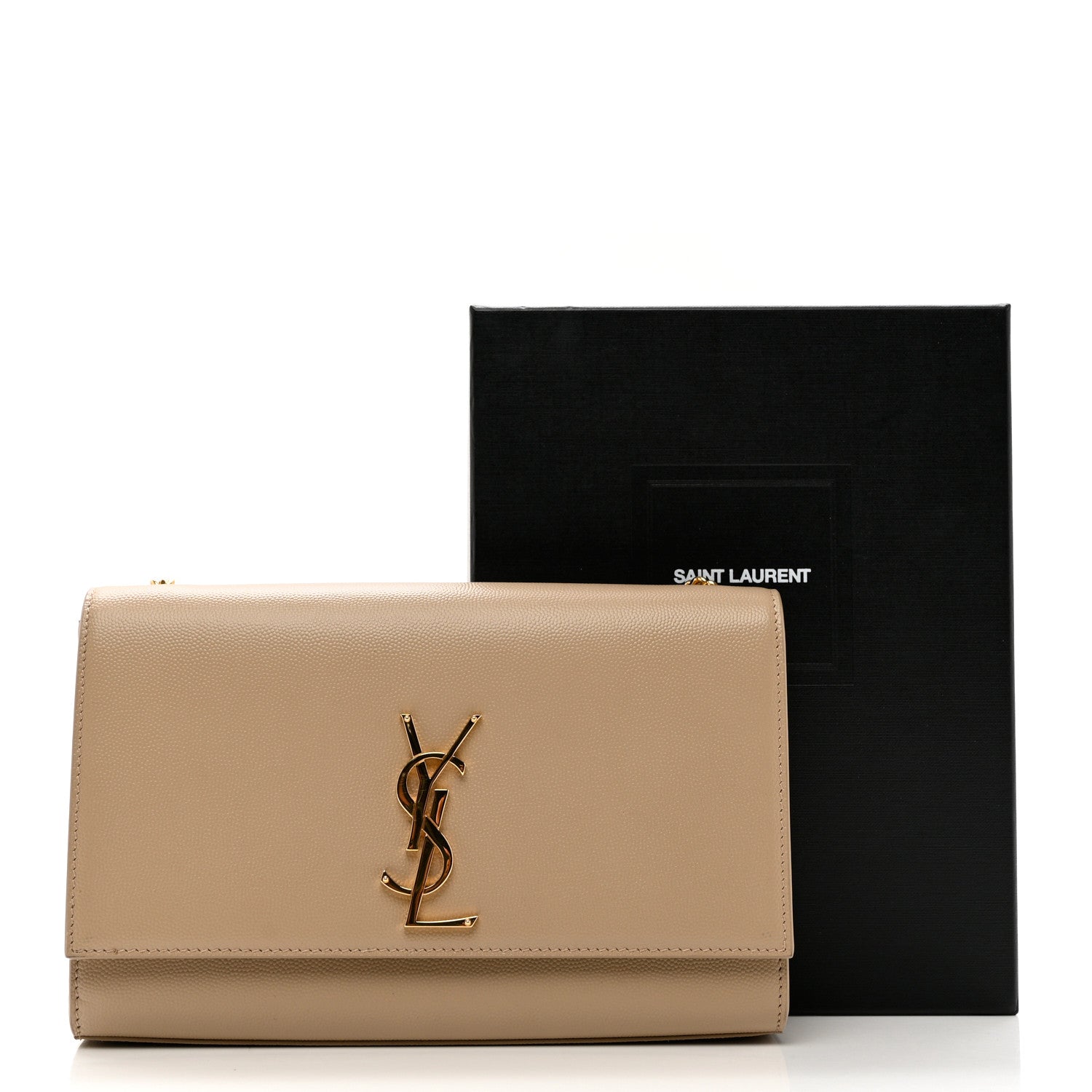 Saint Laurent Grain De Poudre Medium Monogram Kate Satchel Dark Beige 10 of 10