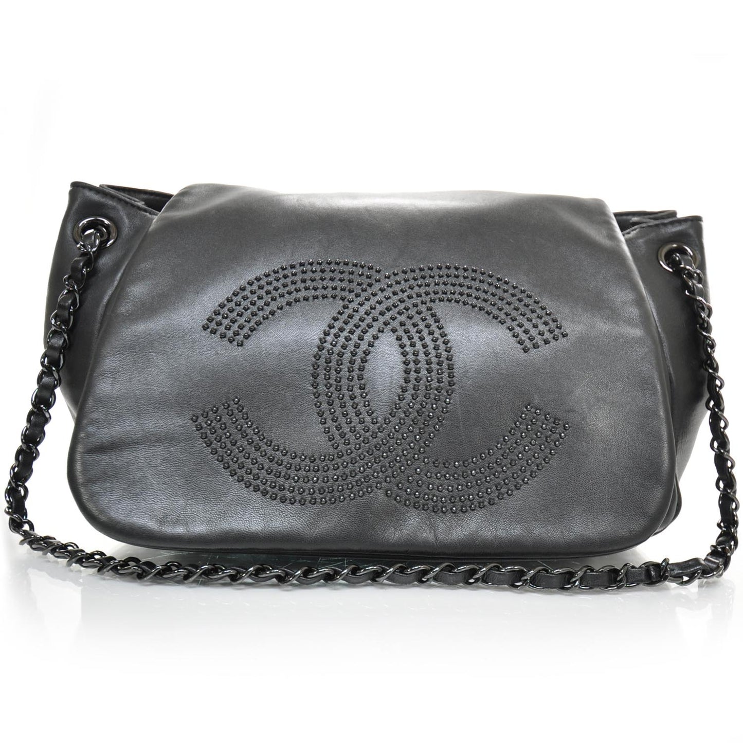 Lambskin Studded Flap Black