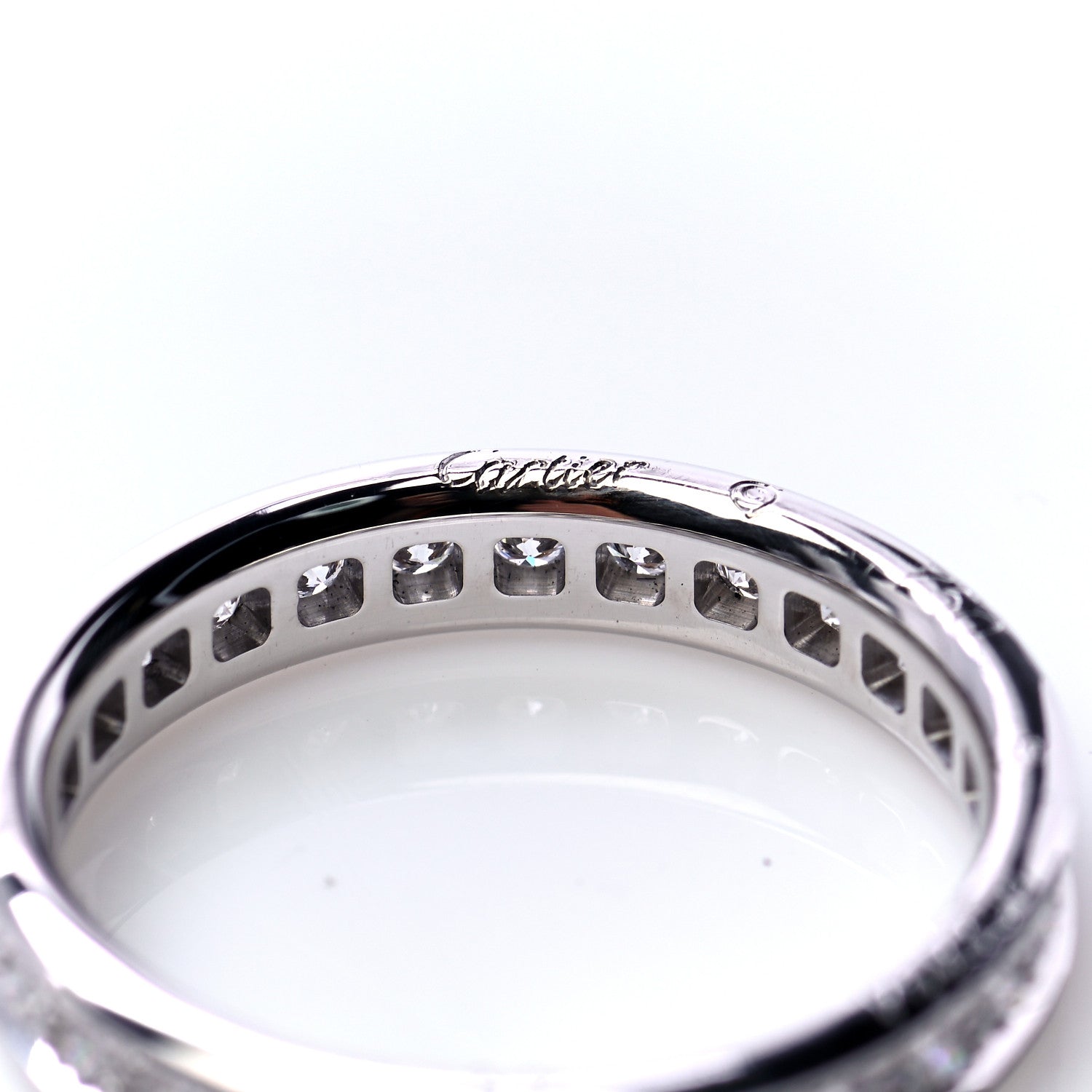 Cartier 18K White Gold Diamond Ballerine Wedding Band Ring 49 5 6 of 8