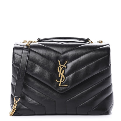 Saint Laurent Calfskin Y Quilted Monogram Small Loulou Chain Satchel Black 1 of 10