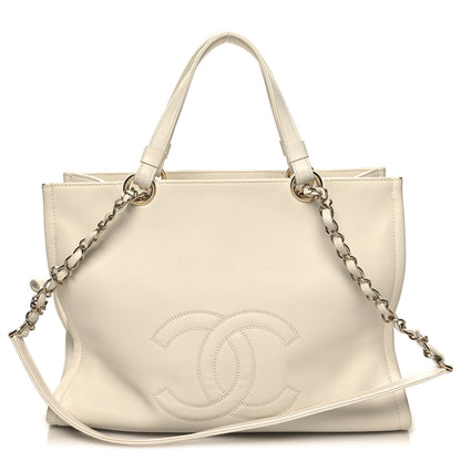 Chanel Calfskin CC Zipped Shopping Tote White 1 of 14