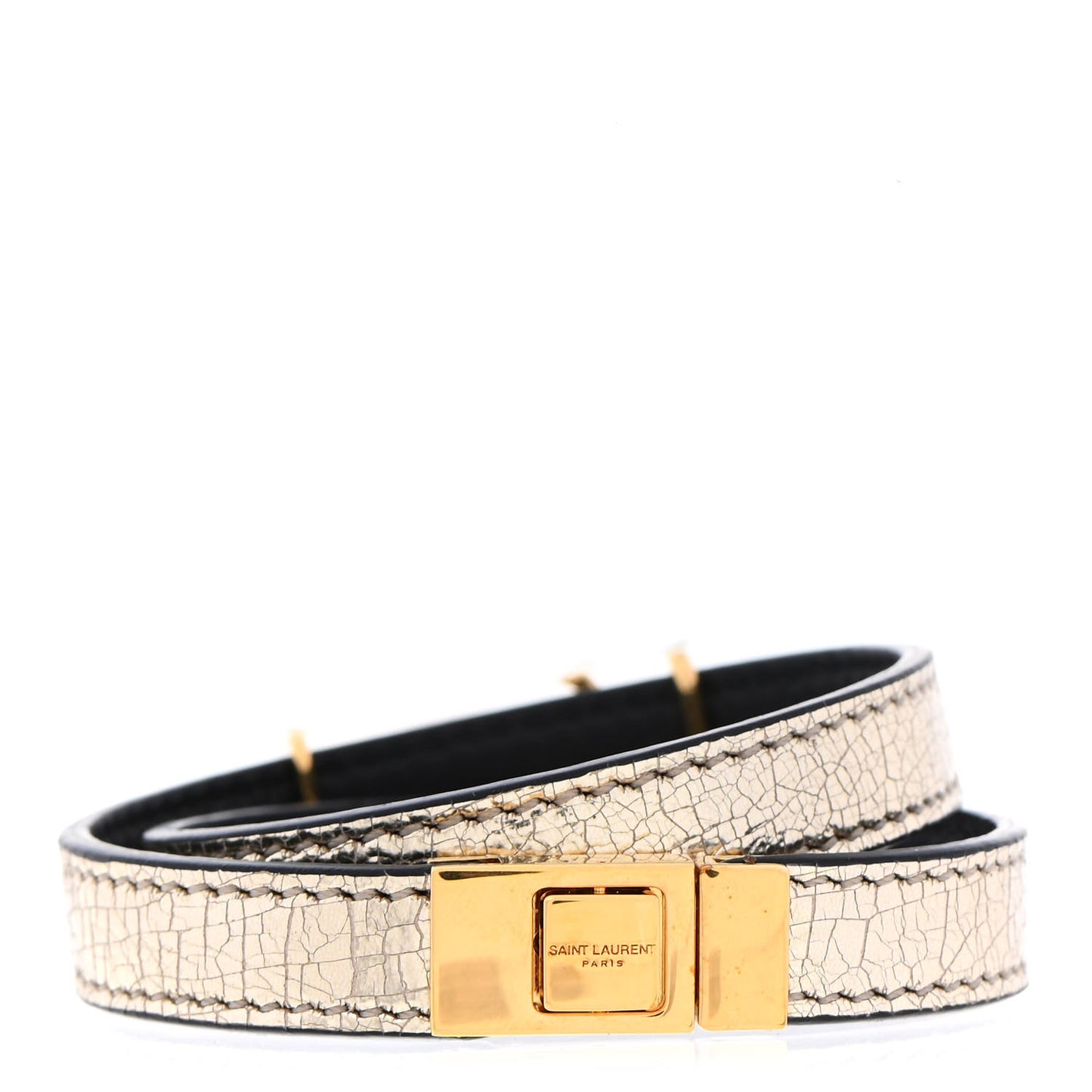 Metallic Calfskin Double Wrap Bracelet Gold