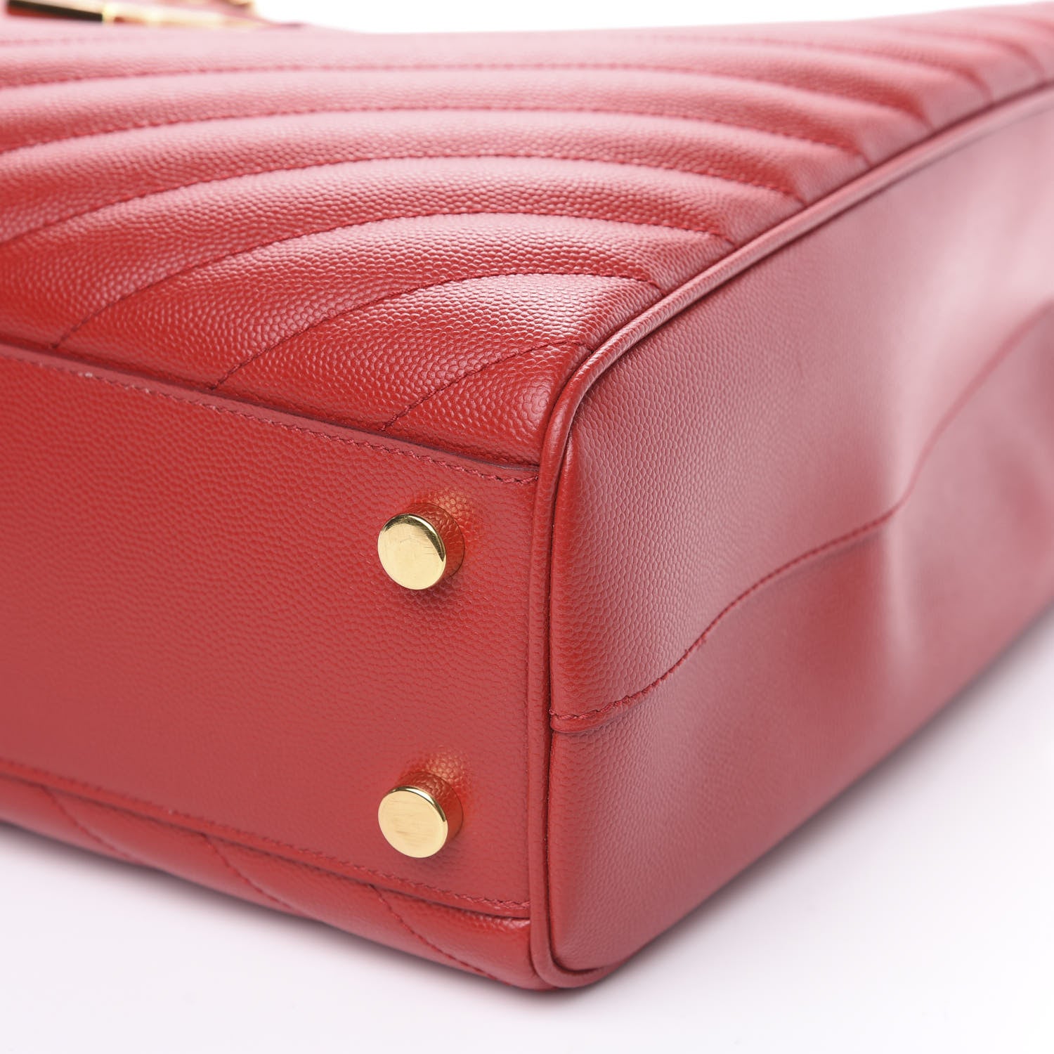 Saint Laurent Grain De Poudre Matelasse Chevron Large Monogram Shopping Bag Red 7 of 9