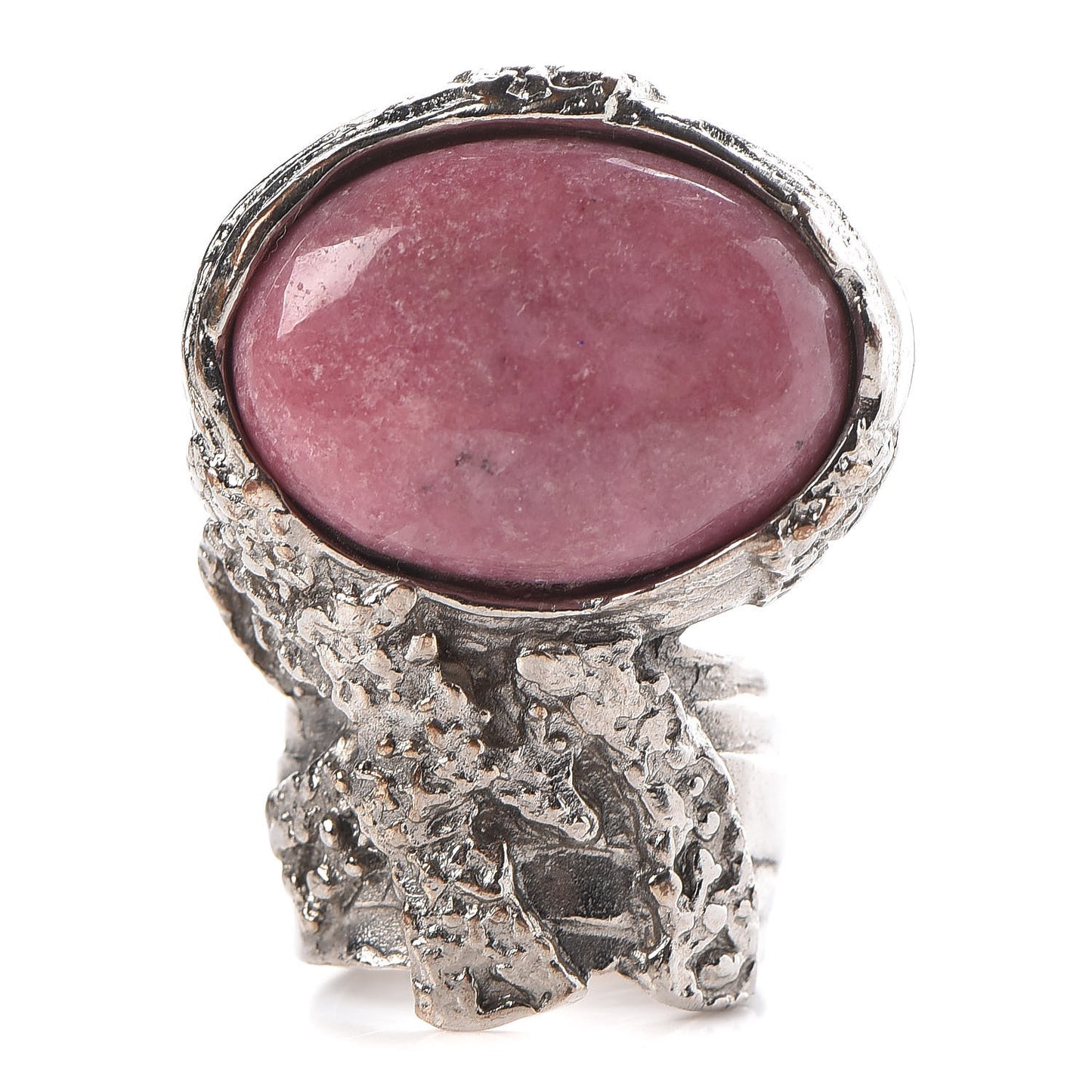 Glass Cabochon Arty Ovale Ring 8 Silver Pink