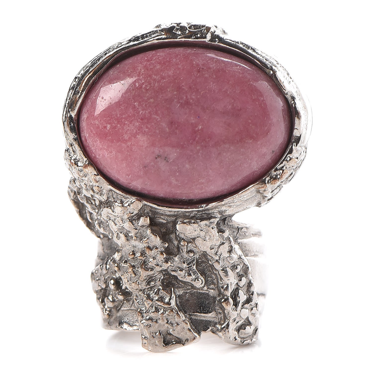 Saint Laurent Glass Cabochon Arty Ovale Ring 8 Silver Pink 1 of 5