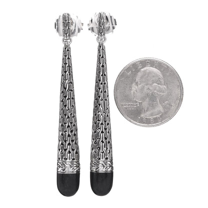 John Hardy Sterling Silver Black Ebony Wood Classic Chain Drop Earrings 2 of 5