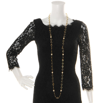 Chanel Crystal Pearl Sautoir Long Necklace Green 2 of 6