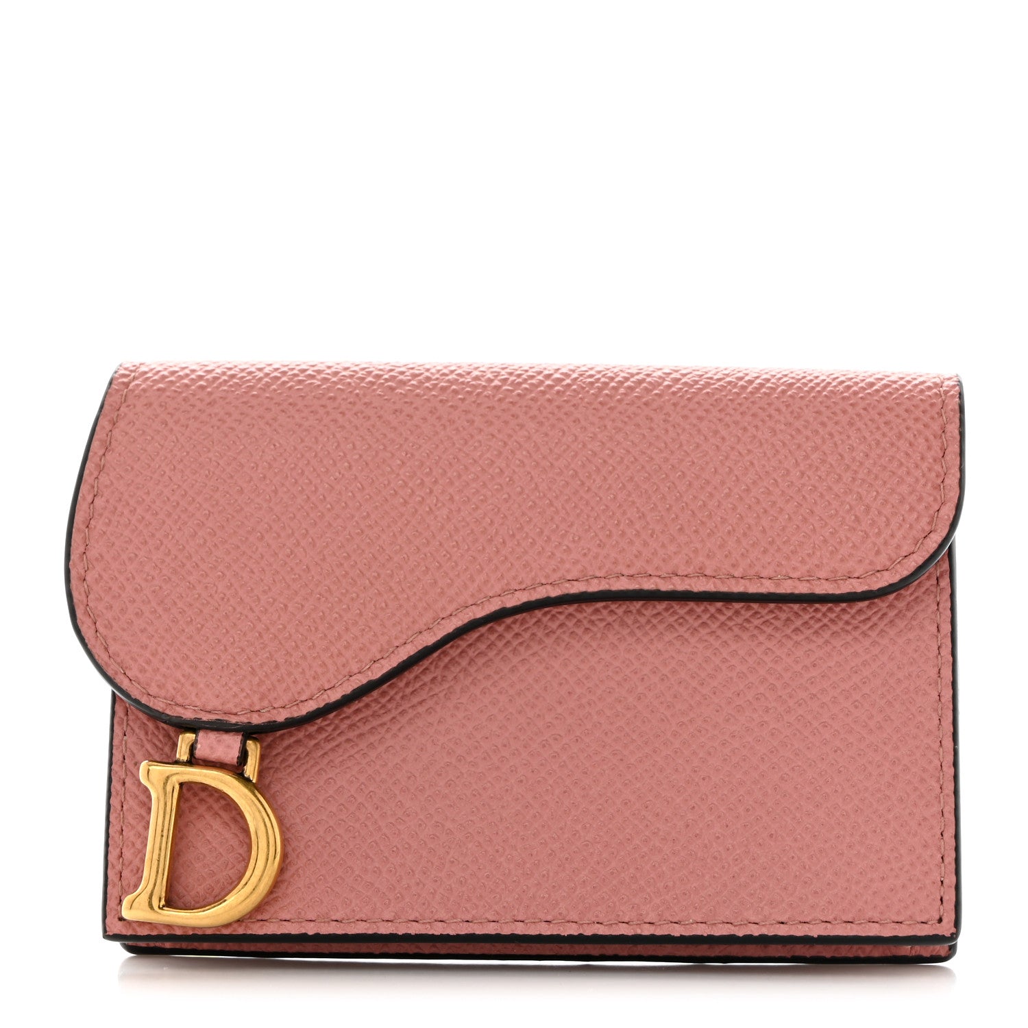Christian Dior Grained Calfskin Saddle Card Holder Blush 1 of 8