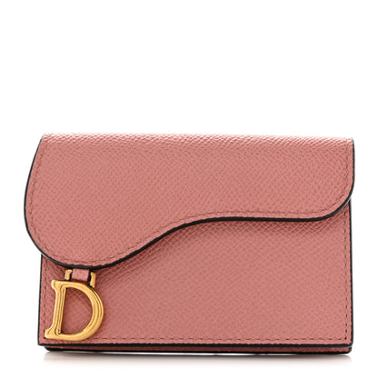 Christian Dior Grained Calfskin Saddle Card Holder Blush 1 of 8