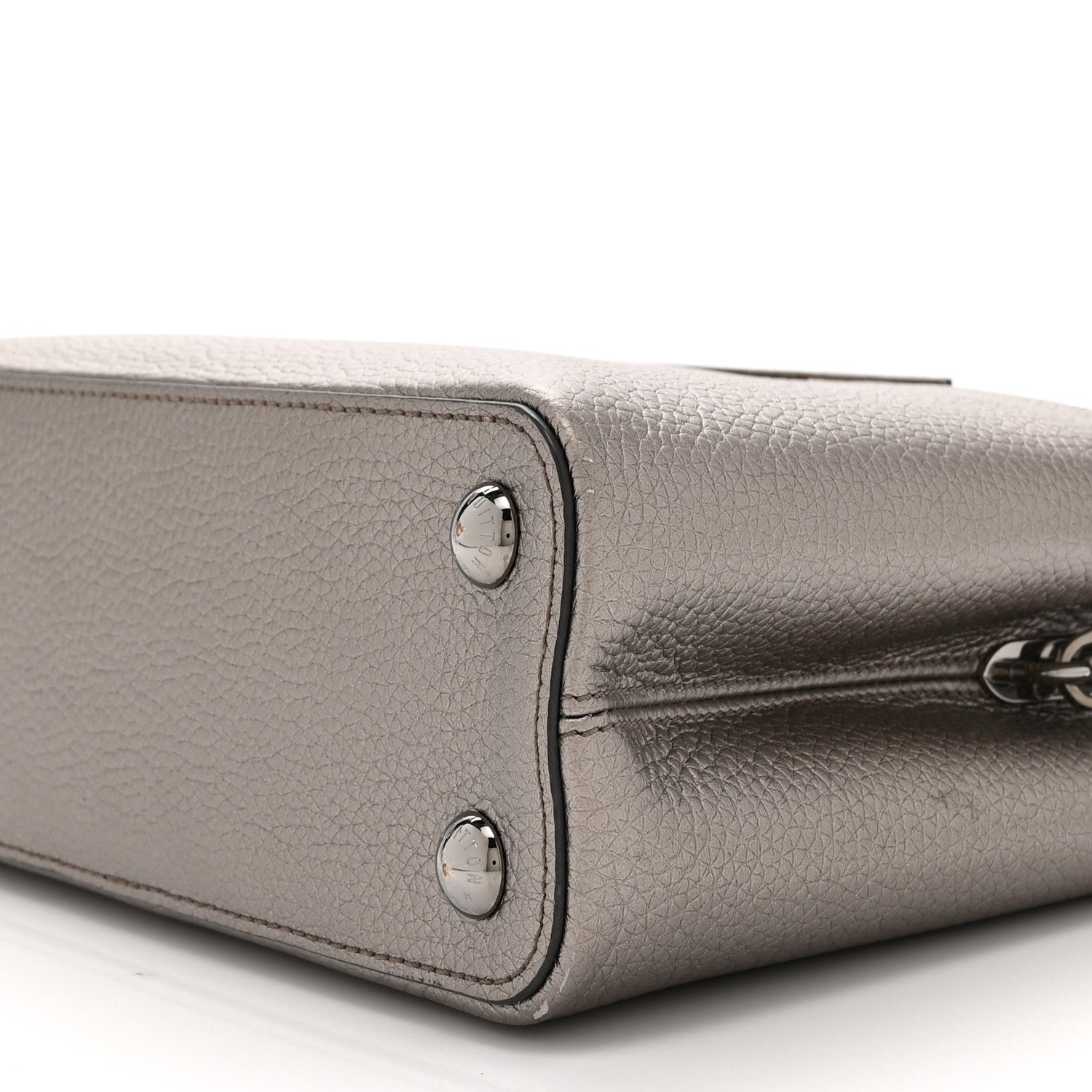 Louis Vuitton Metallic Calfskin Capucines BB Etain 9 of 9