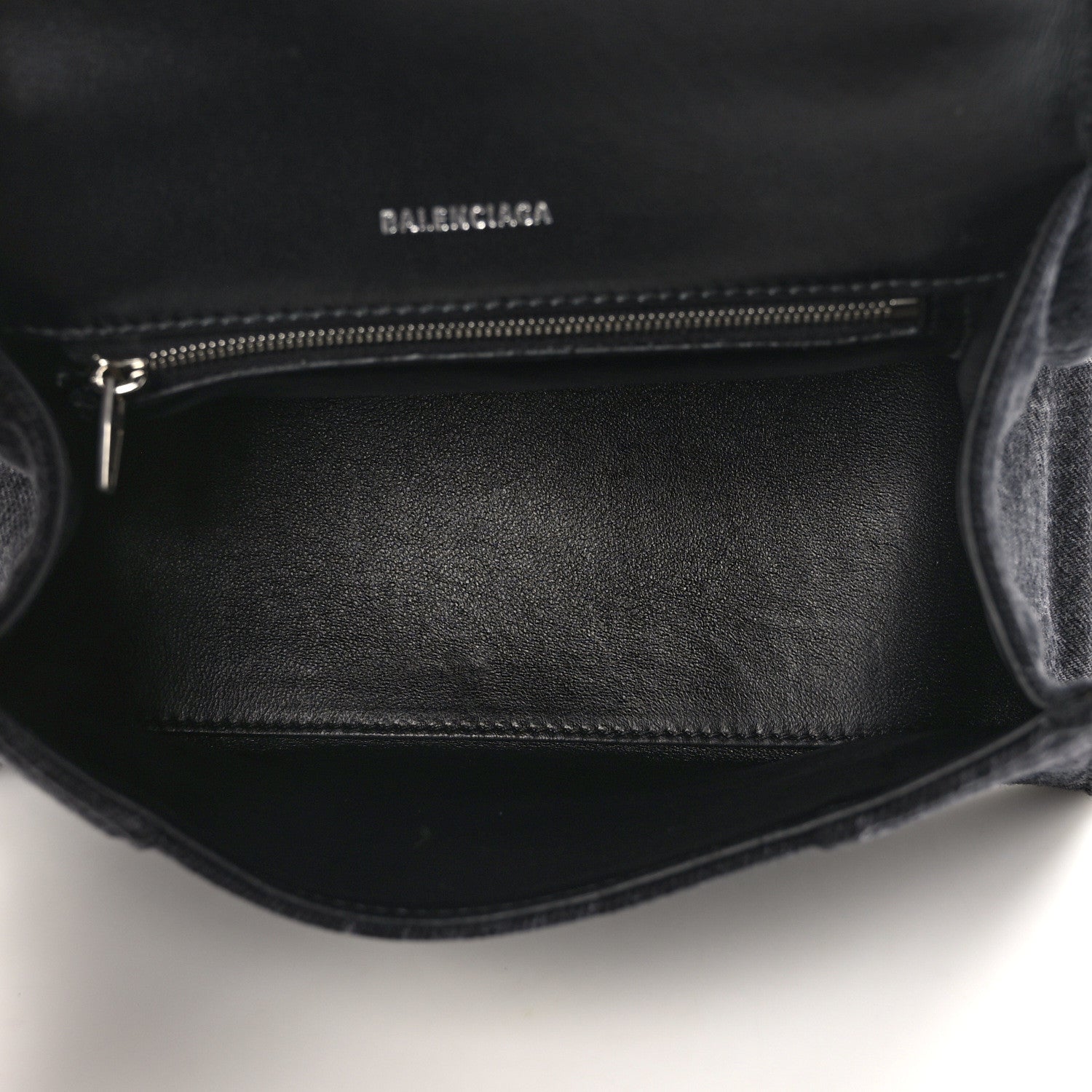 Balenciaga Washed Denim BB Monogram Small Hourglass Top Handle Bag Black 5 of 12