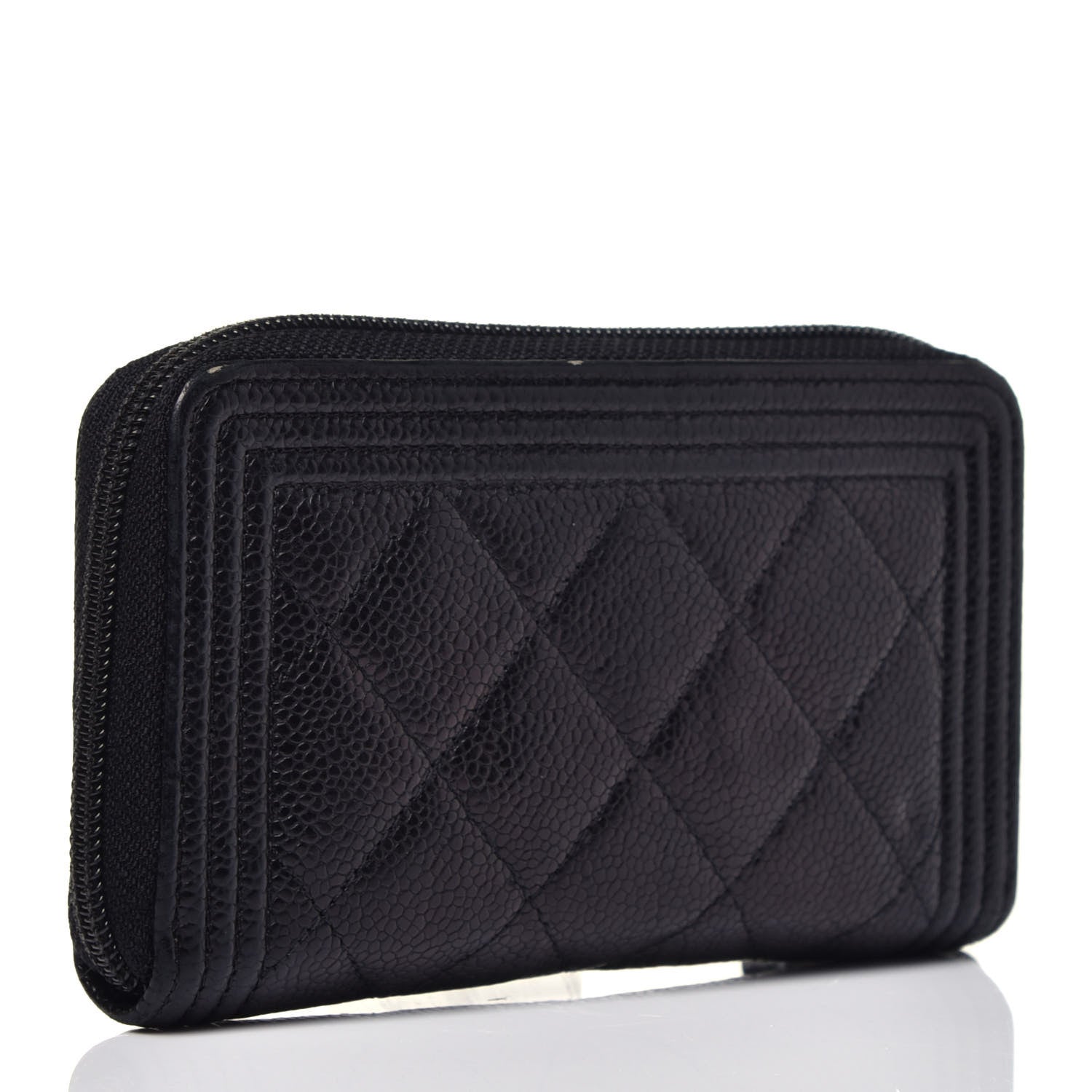 Chanel Caviar Quilted Small Boy Zip Around Wallet Black 3 of 8