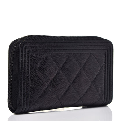 Chanel Caviar Quilted Small Boy Zip Around Wallet Black 3 of 8