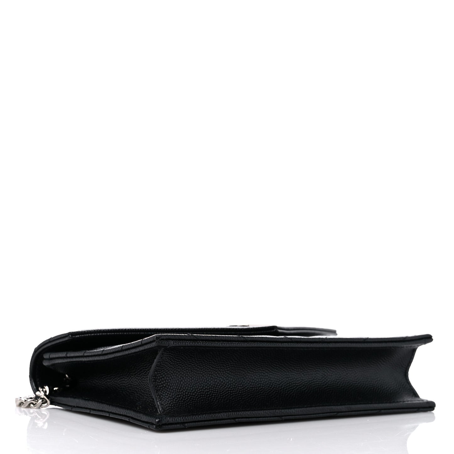 Grain De Poudre Matelasse Chevron Monogram Envelope Chain Wallet Black