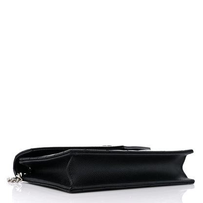 Saint Laurent Grain De Poudre Matelasse Chevron Monogram Envelope Chain Wallet Black 4 of 11