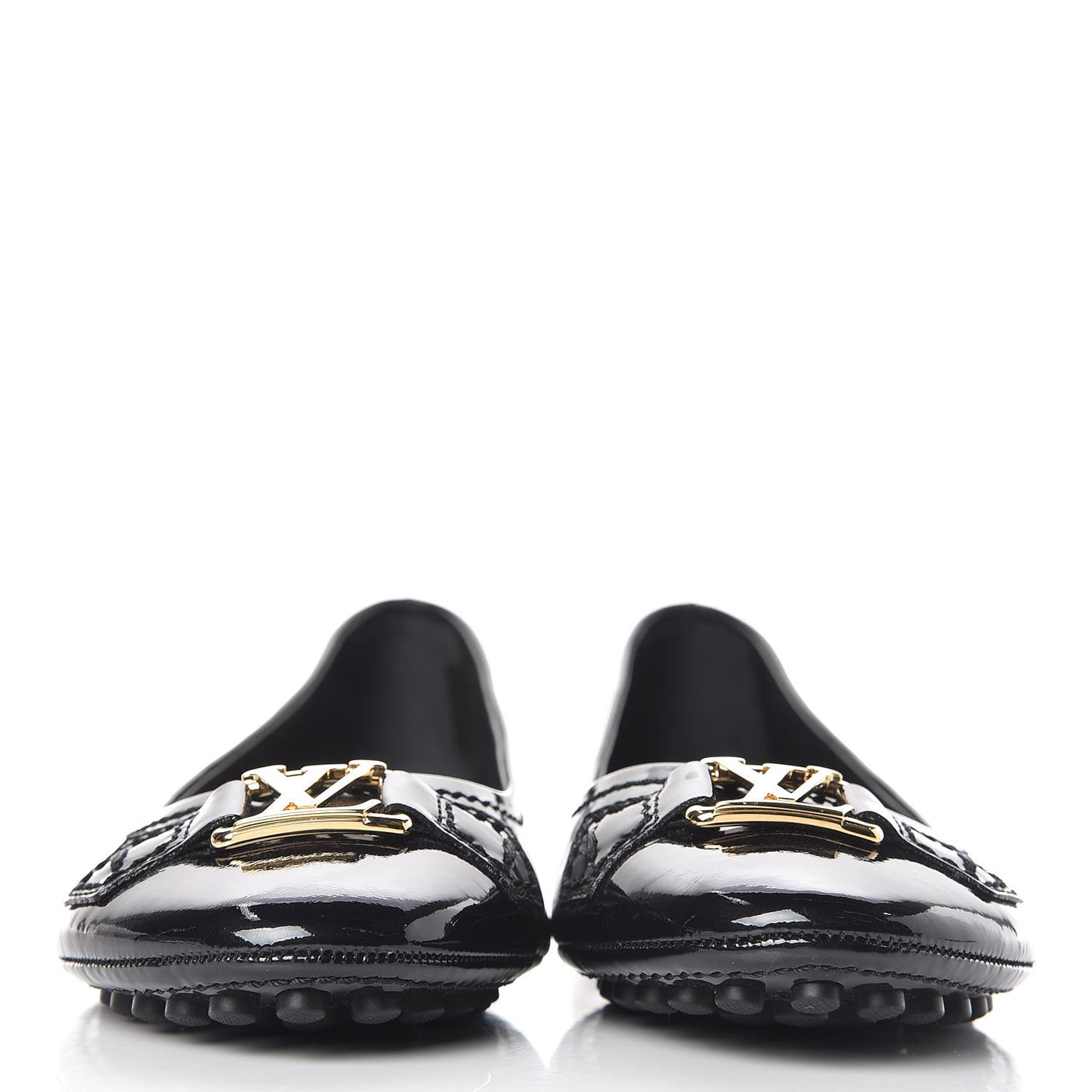 Patent Calfskin Oxford Ballerina Flats 38.5 Black