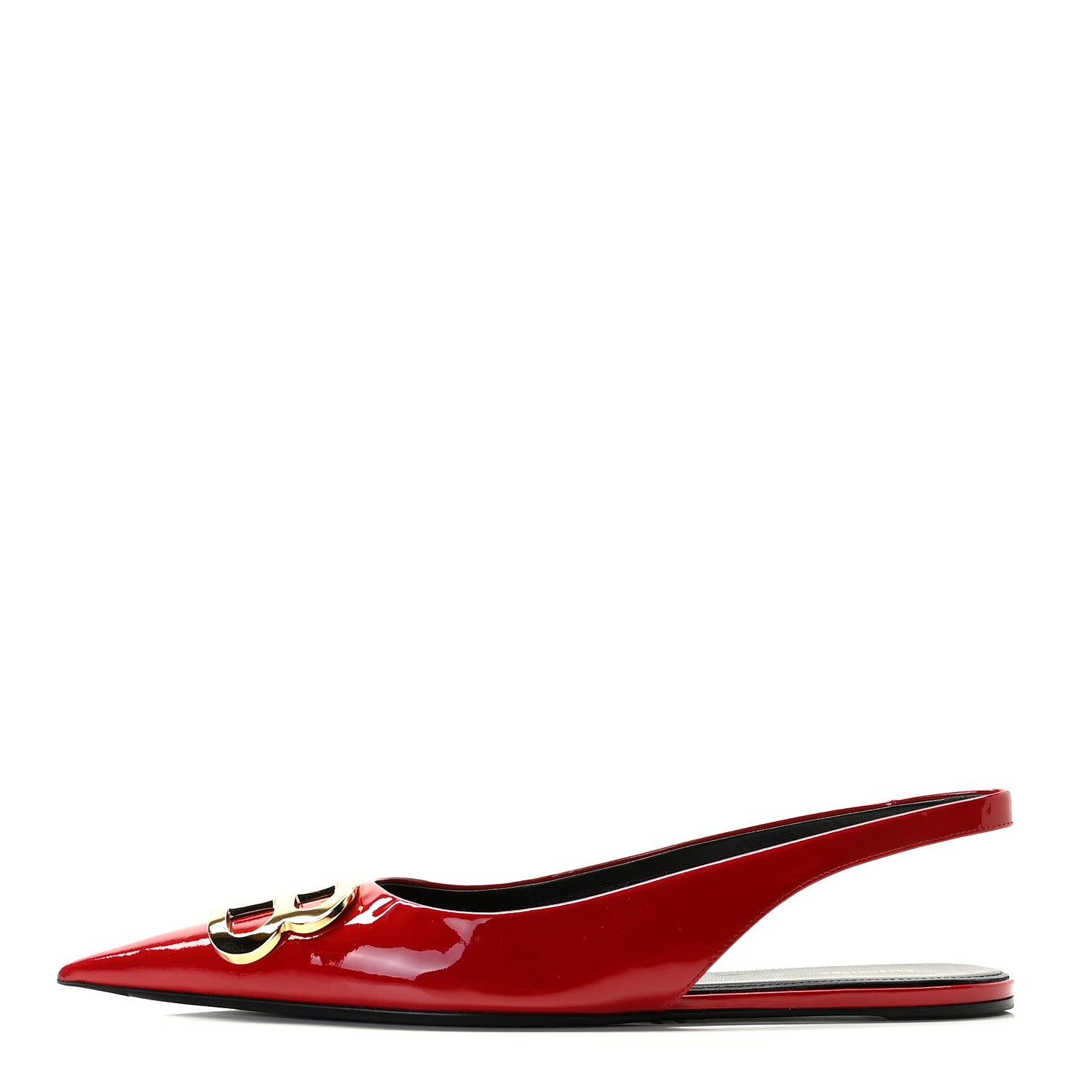 Balenciaga Patent BB Knife Pointy Toe Slingback Flats 39 Rouge Cardinal 1 of 11