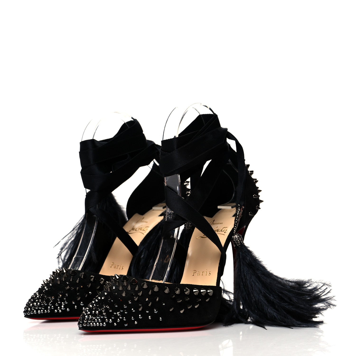 Christian Louboutin Velour Spikes Fairy 100 Pumps 38 Black 3 of 9