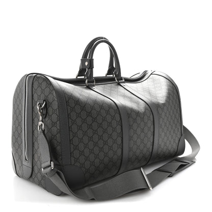 Gucci GG Supreme Monogram Textured Dollar Calfskin Large Savoy Duffle Bag Grey Black Graphite Grey 2 of 8