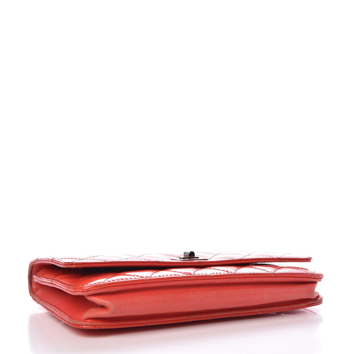 Patent Calfskin Quilted Reissue Wallet On Chain WOC Red