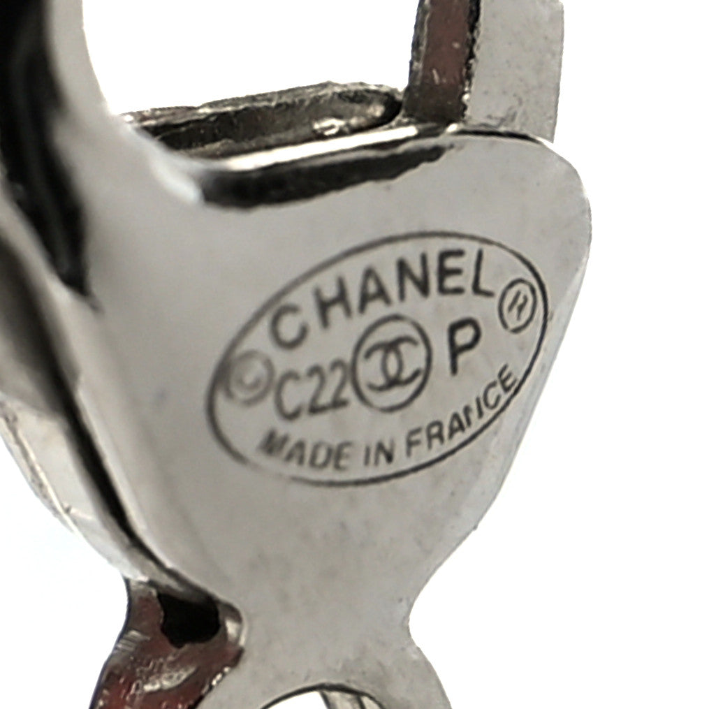 Chanel Crystal Pearl CC Pendant Necklace Silver 5 of 5