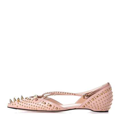 Gucci Malaga Kid Studded Pointed Toe Unia Flats 39.5 Perfect Pink 1 of 8