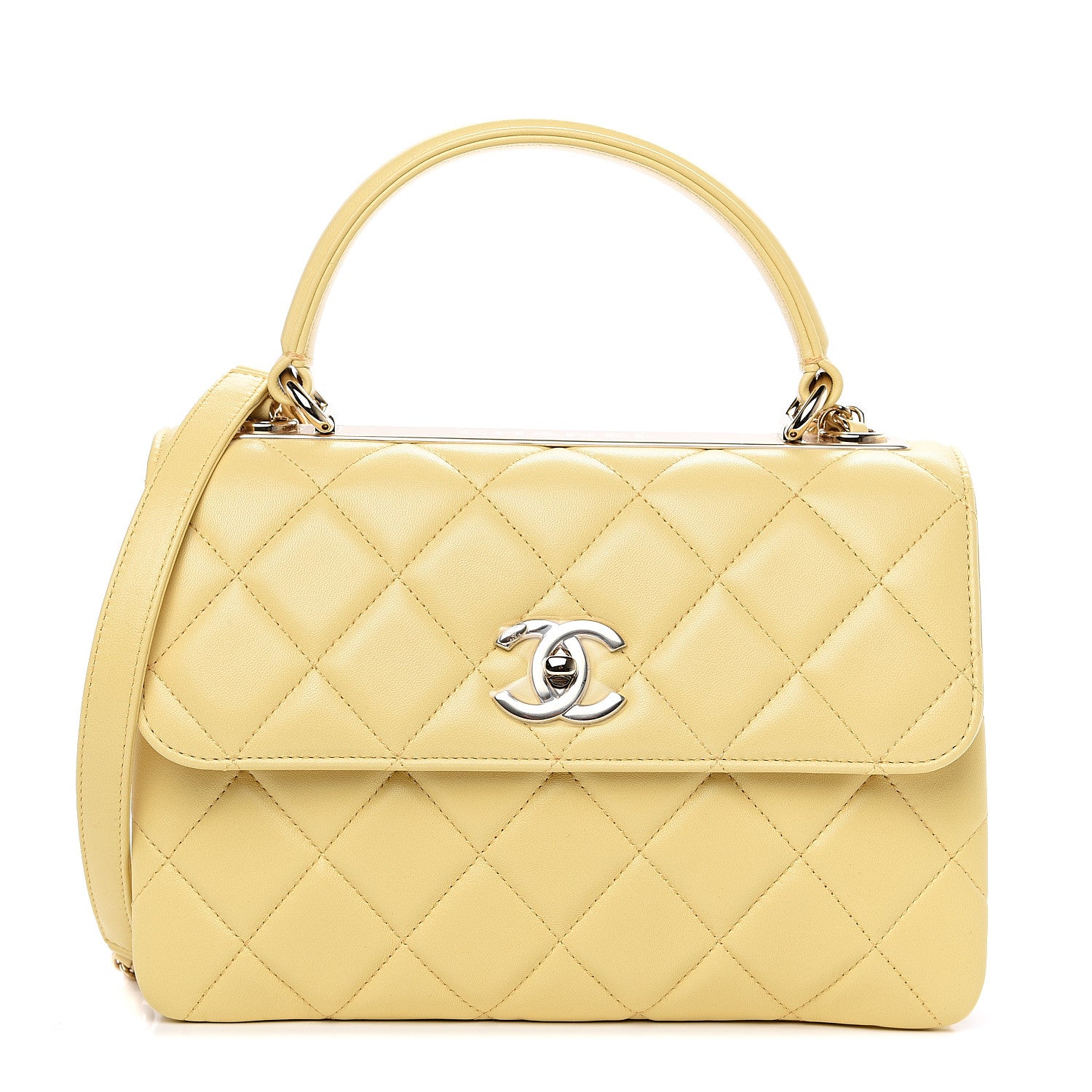 Chanel Lambskin Quilted Small Trendy CC Flap Dual Handle Bag Yellow 1 of 11