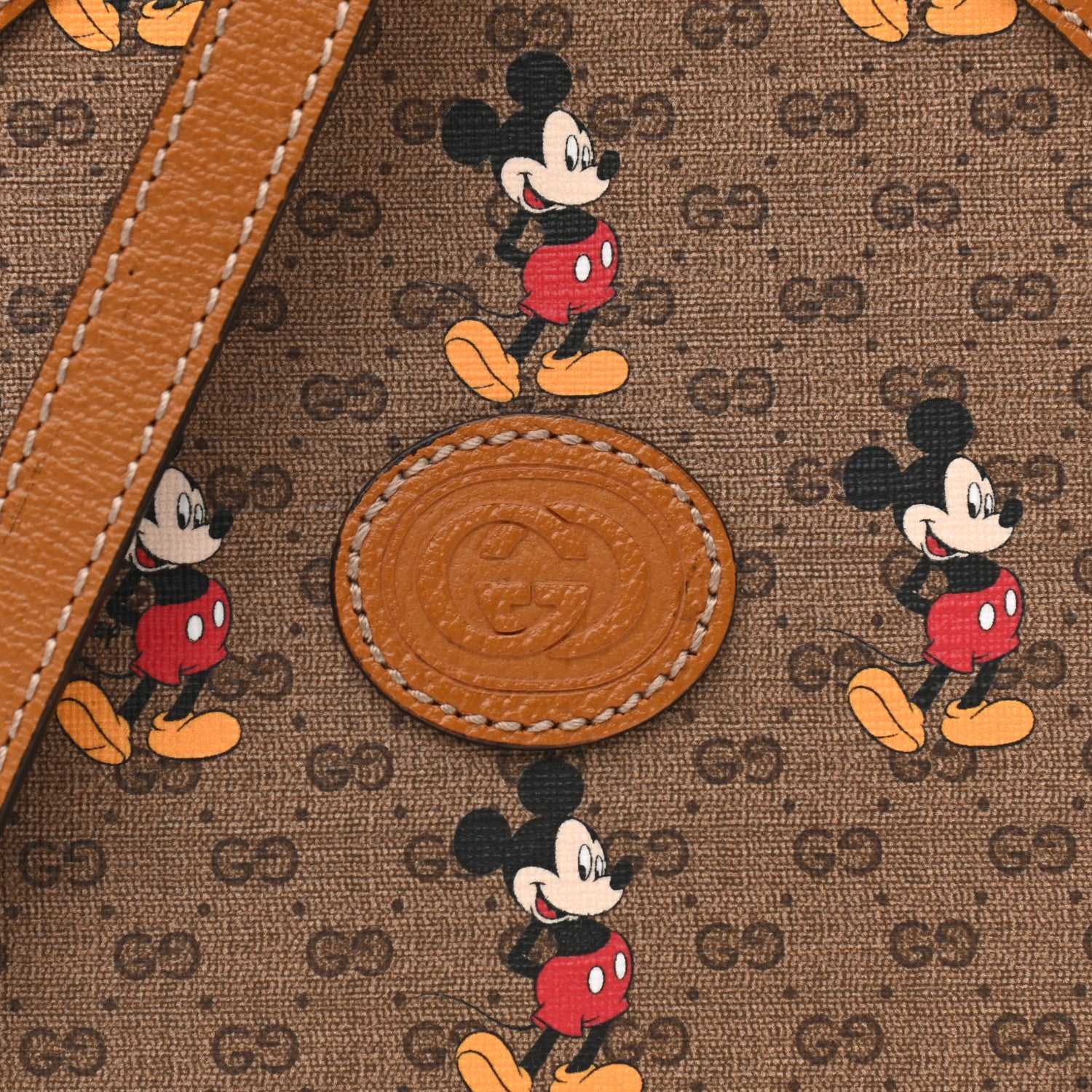 Gucci X DISNEY Mini Vintage GG Supreme Monogram Mickey Mouse Round Shoulder Bag Beige Vintage Sun Oil 8 of 10