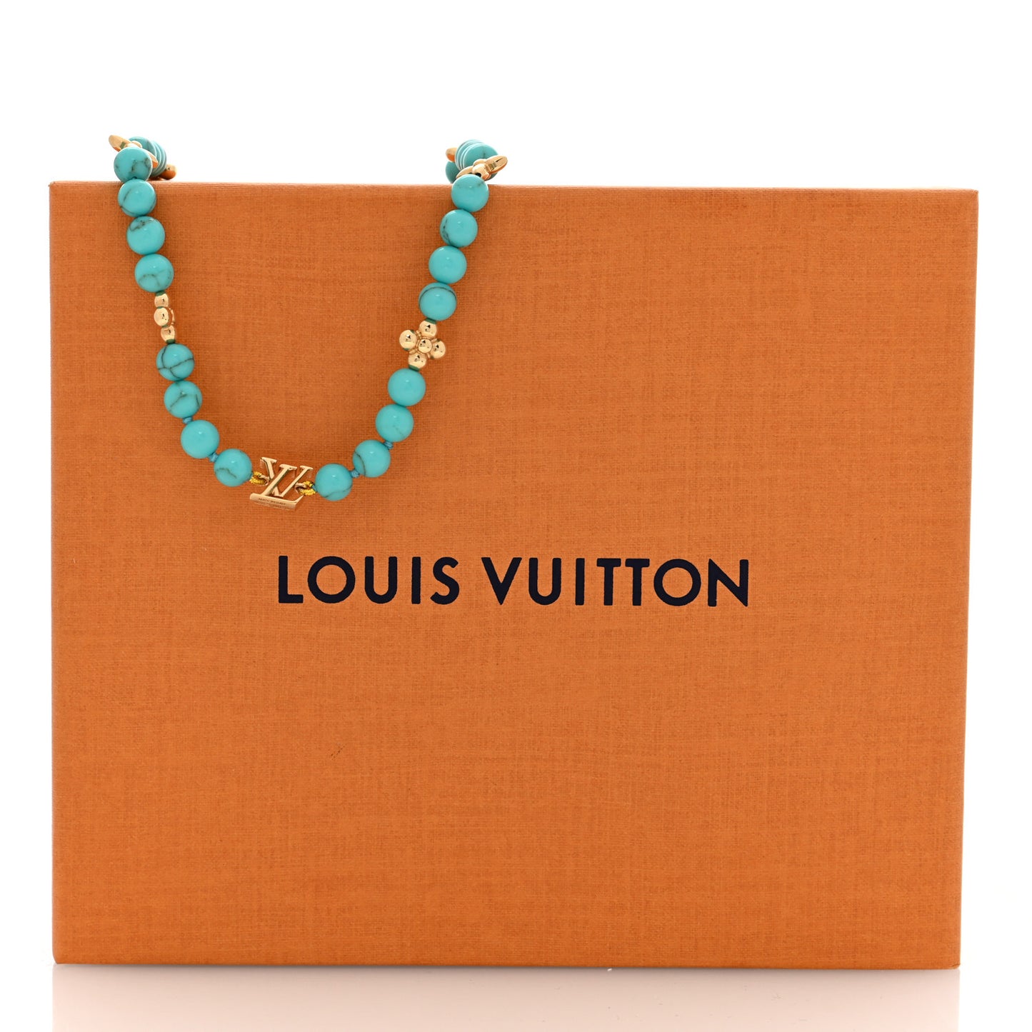 Metal Resin My LV Pearl Necklace Turquoise