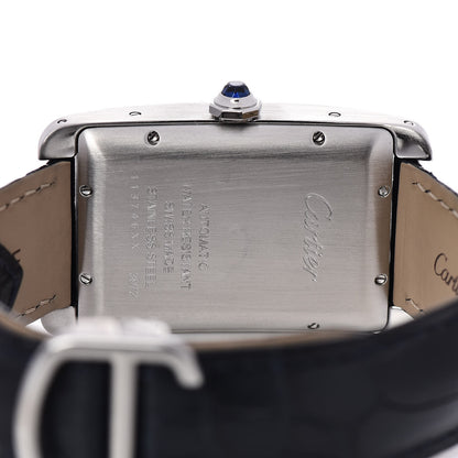 Cartier Stainless Steel Alligator 26mm Tank Americaine Automatic Watch Blue 5 of 8