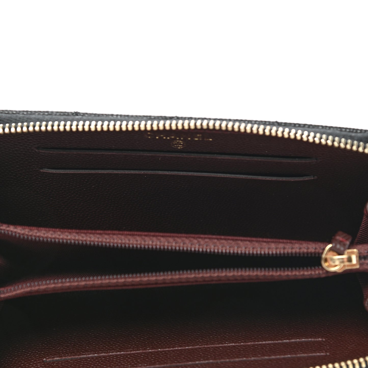 Caviar Quilted Small Zip Around Wallet Black