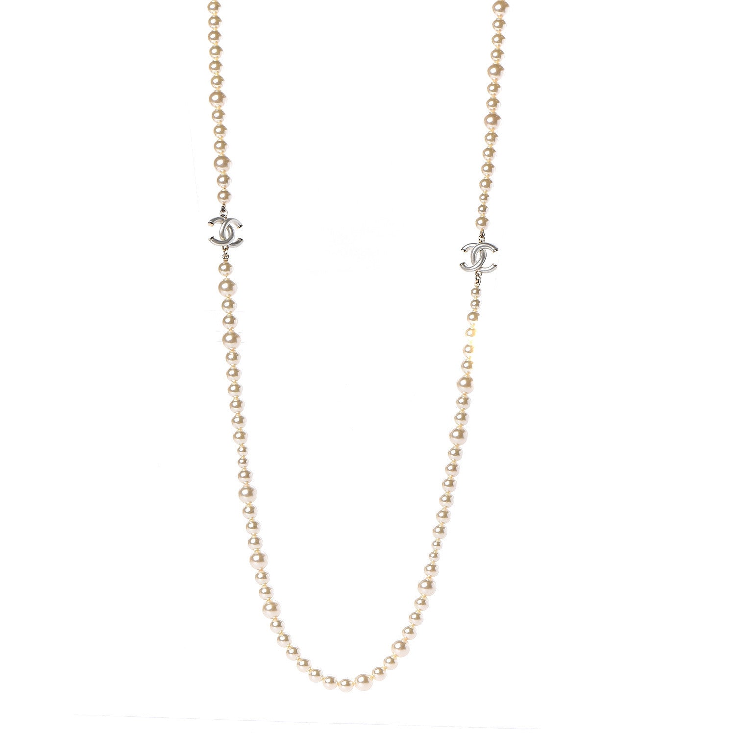 Chanel Graduated Pearl CC Long Necklace Light Gold 1 of 5