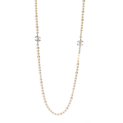 Chanel Graduated Pearl CC Long Necklace Light Gold 1 of 5