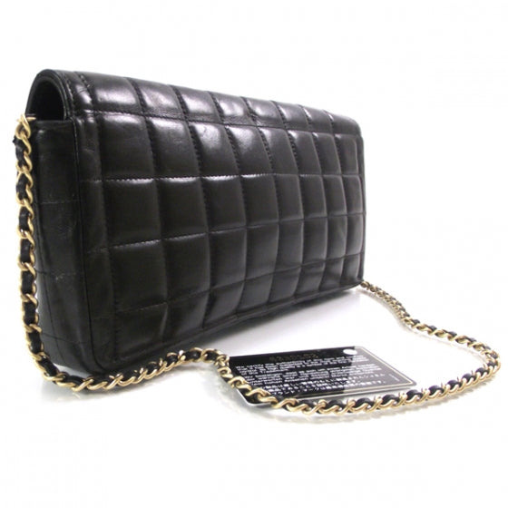 Lambskin East West Chocolate Bar Flap Black