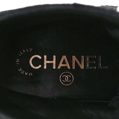 Chanel Grosgrain Pearl CC Combat Short Boots 38 Black 7 of 9