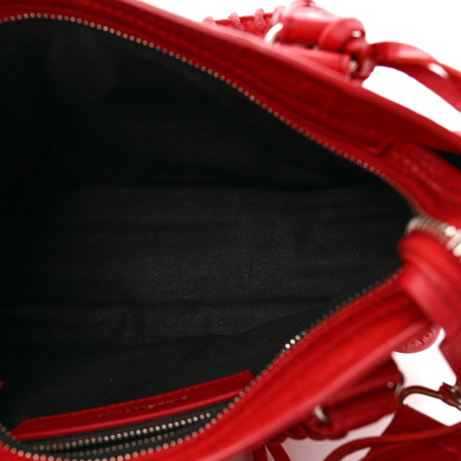 Balenciaga Agneau Classic Silver Hardware Mini City Logo Strap Red Black 6 of 14